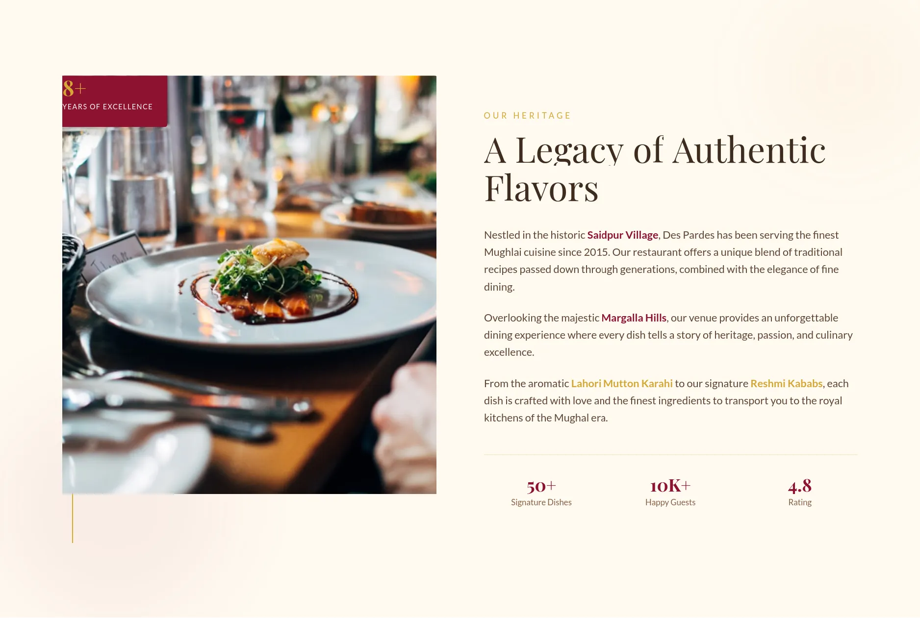 Des Pardes Dining Experience