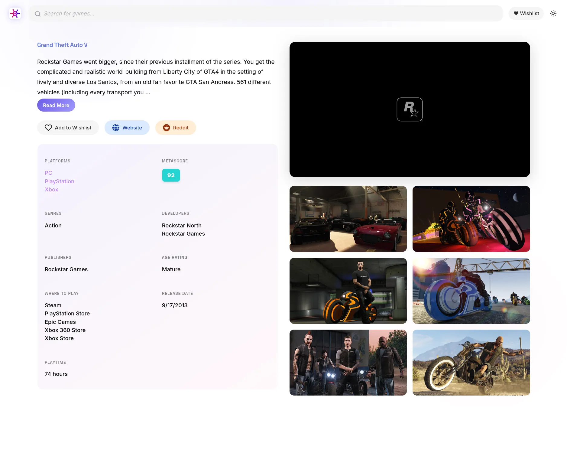 Game Hub Filtering & Search (Light Mode)