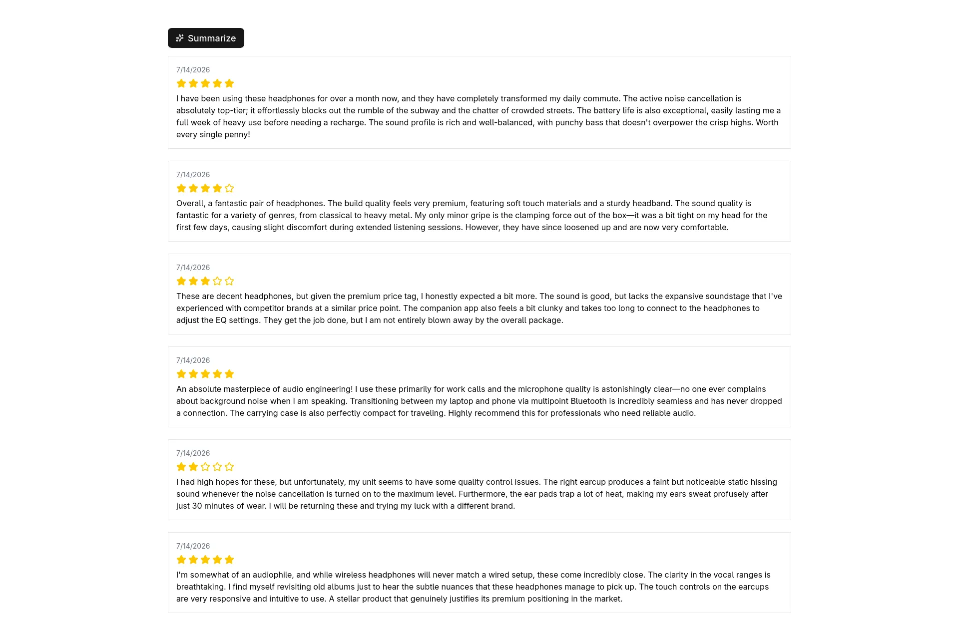 Review Summarizer Dashboard